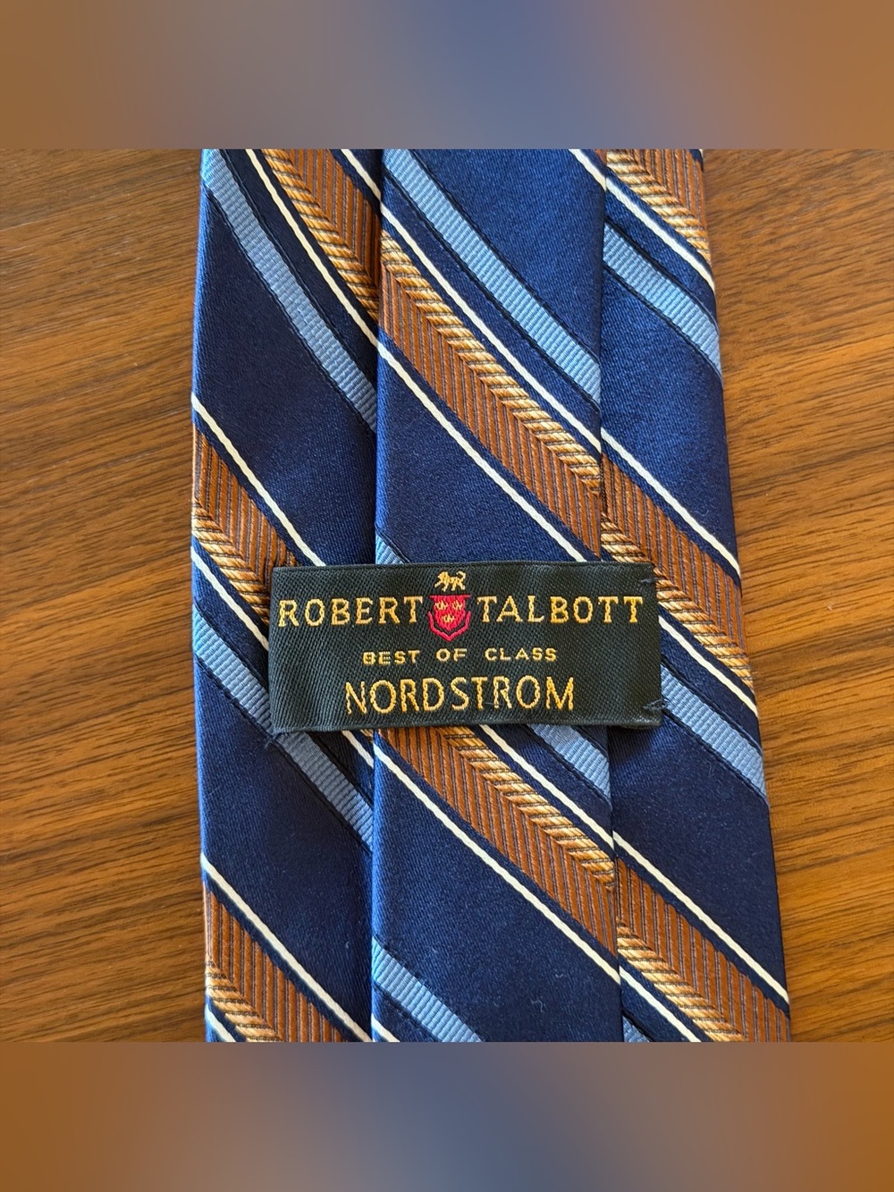 Robert Talbott Navy, Light Blue & Brown Diagonal Stripe Silk Tie